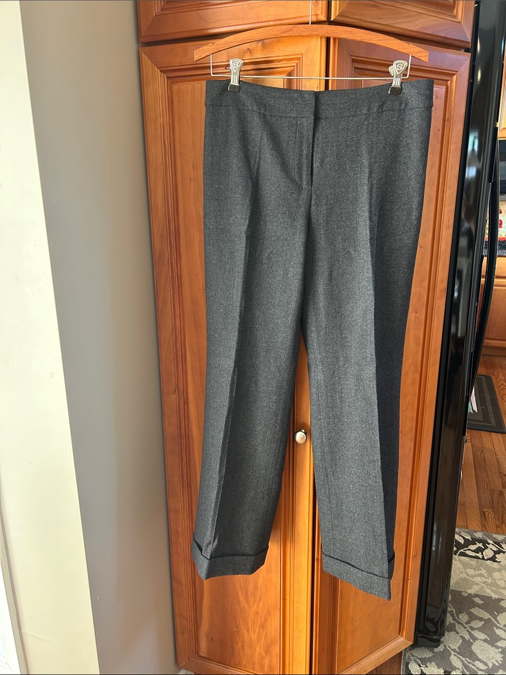 Ann Taylor Classic Gray Dress Pants, size 8 petite, cuffs on bottom